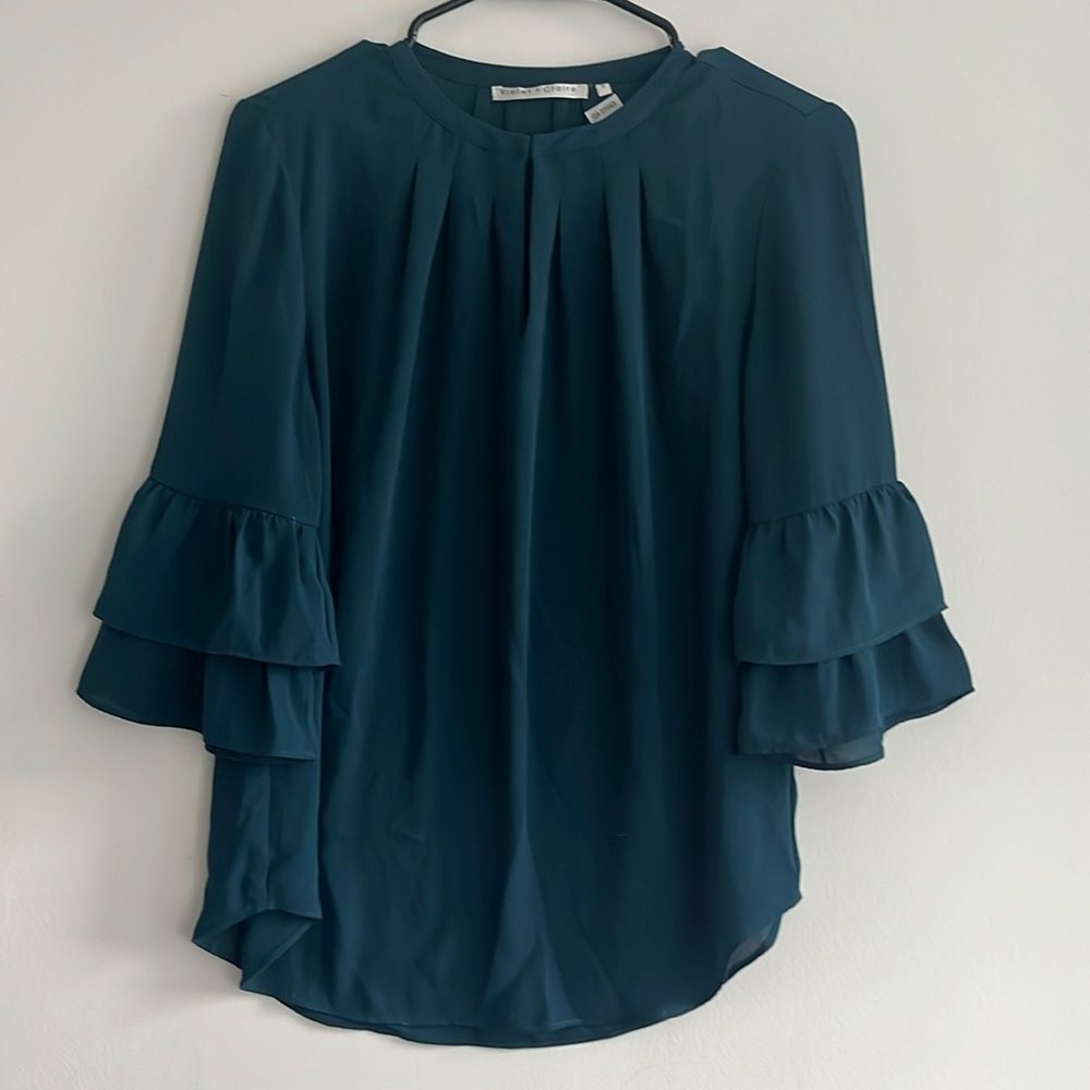 Teal blouse with bell sleeves size small